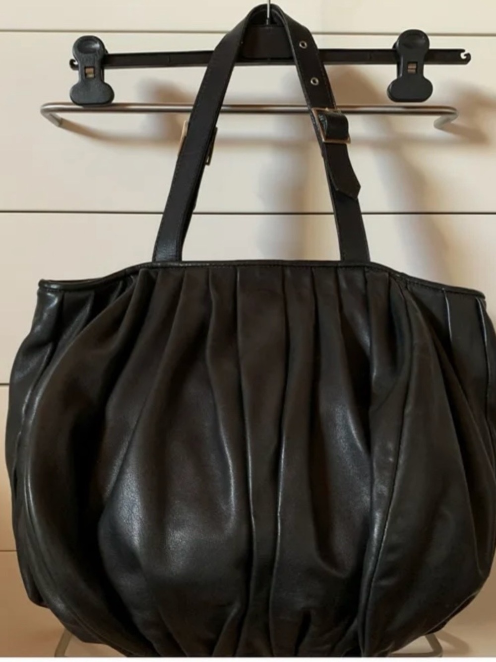 KALLISTÉ Large Soft Black Pleated Leather Tote! Made in Italy! Roomy! - Picture 4 of 15